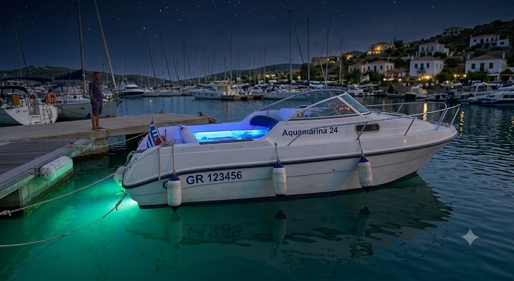 φωτισμός led σκάφους τοποθετημένος επάνω.
